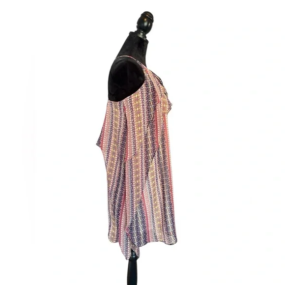 BCBGMAXAZRIA Boho Striped Criss Cross Maxi Dress Flowy Summer Festival Size S - Picture 6 of 10